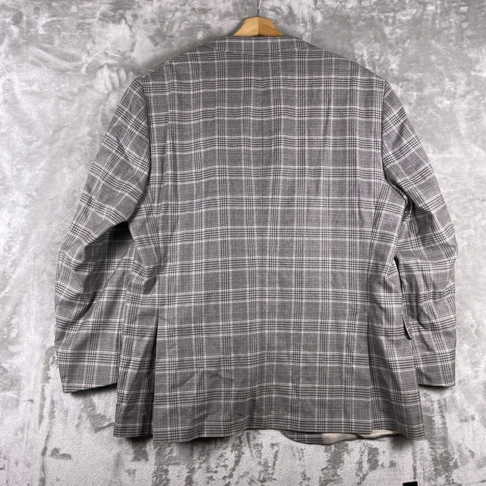 Peter Millar Sport Coat Mens 48R Grey Plaid Two Button Wool Blazer Jacket